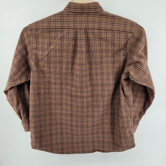 Roundtree & Yorke Portuguese Flannel Shirt XL Brown Plaid Button Down Cotton - Picture 7 of 7